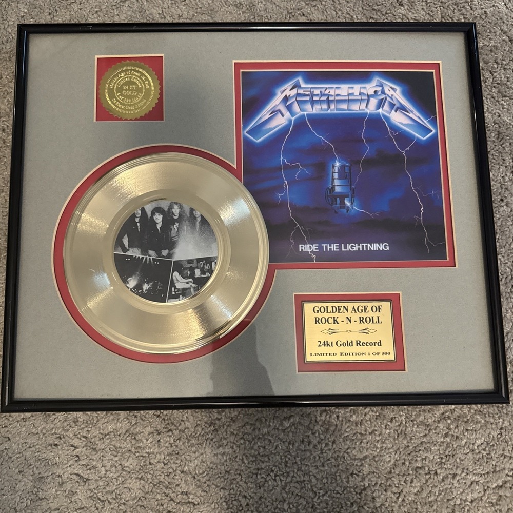 Metallica 24K Gold Record Framed Limited Ed 1 Of 500